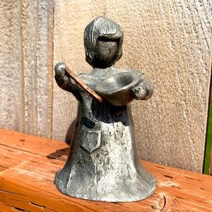 Hudson Pewter figurine girl cooking with bowl & spoon